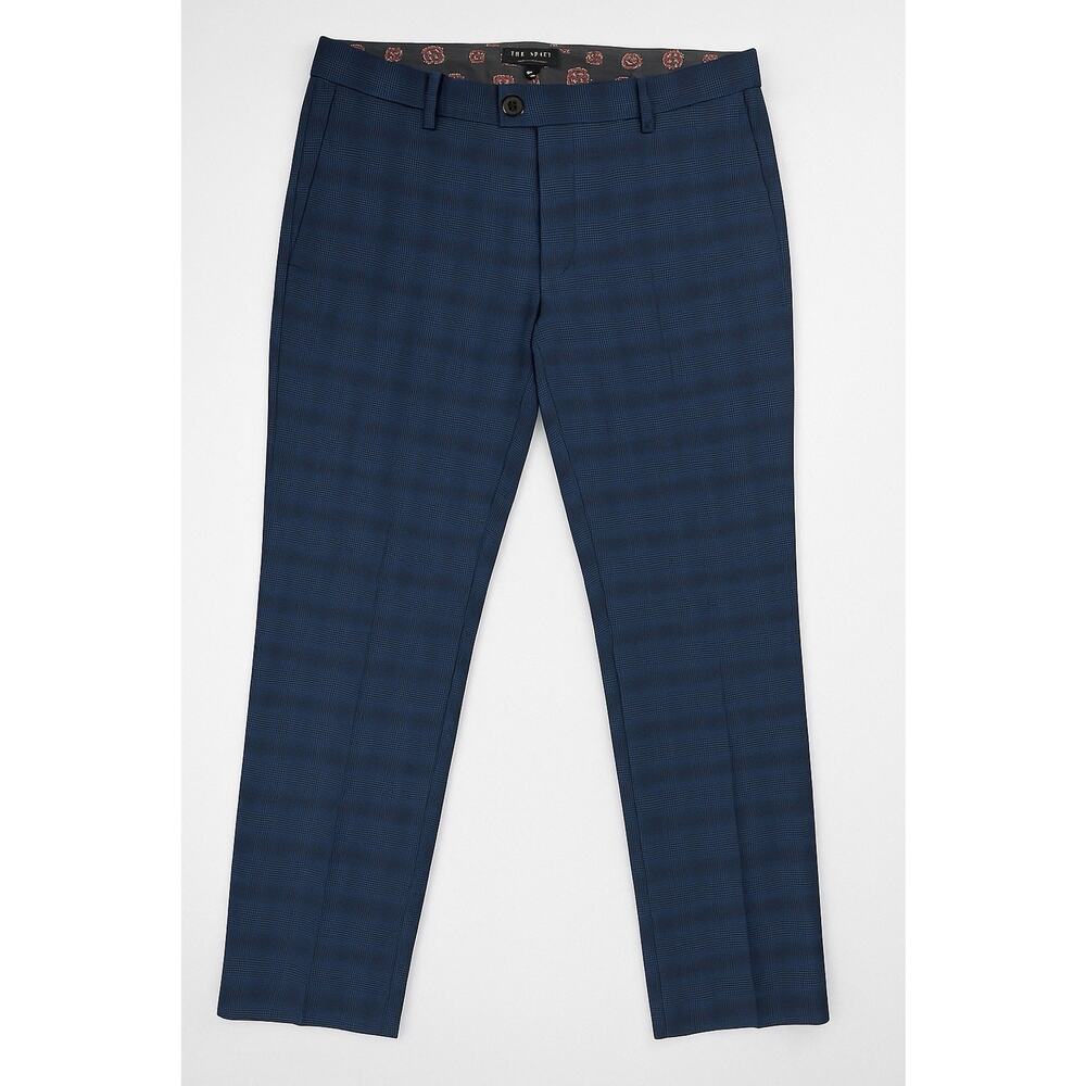 Ted Baker London Men’s Dress Pants 34L Blue Glen Plaid Slim Fit Trousers